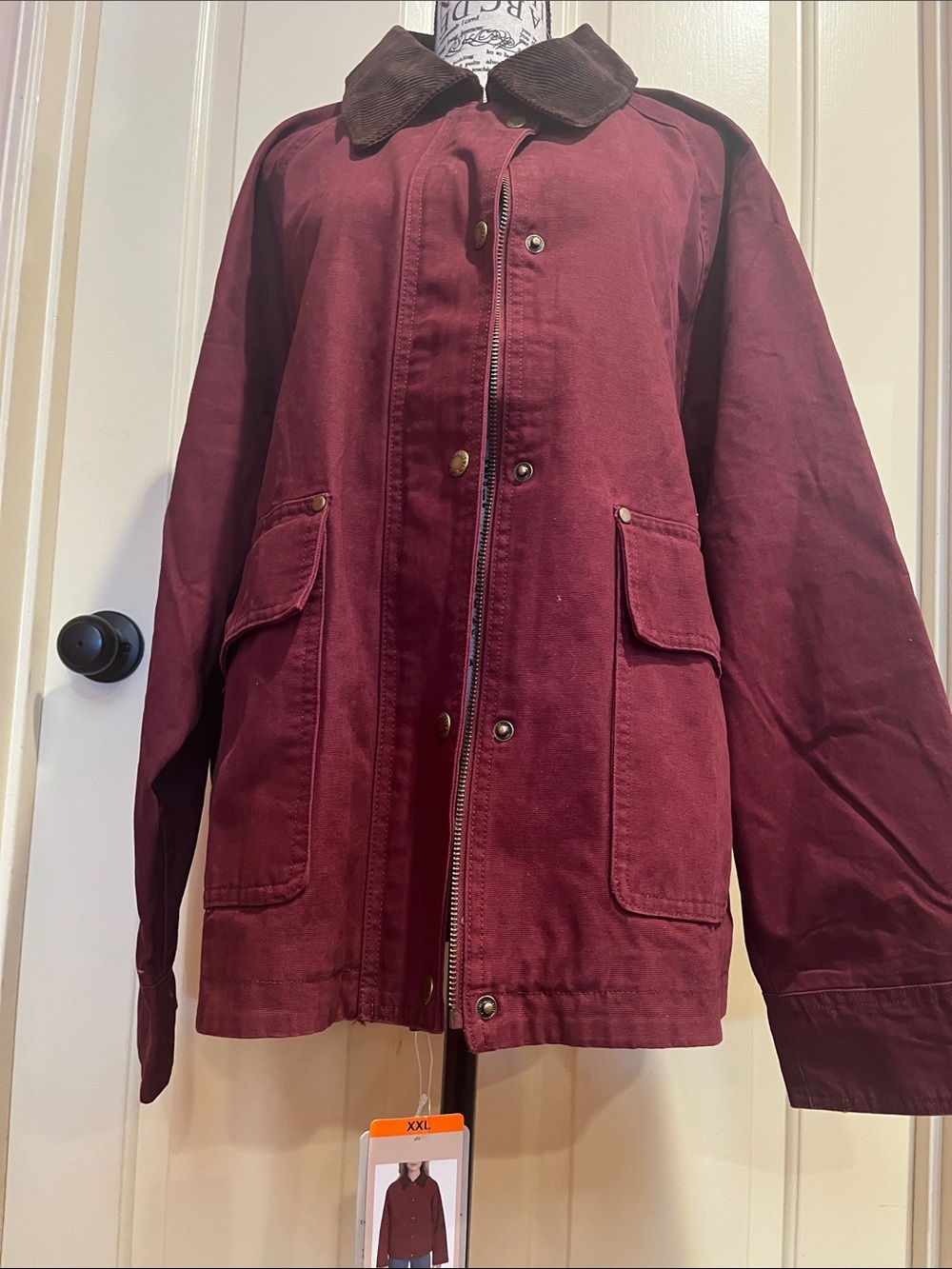 Levi's Utility barn coat jacket in wine color, with Brown Corduroy Collar
